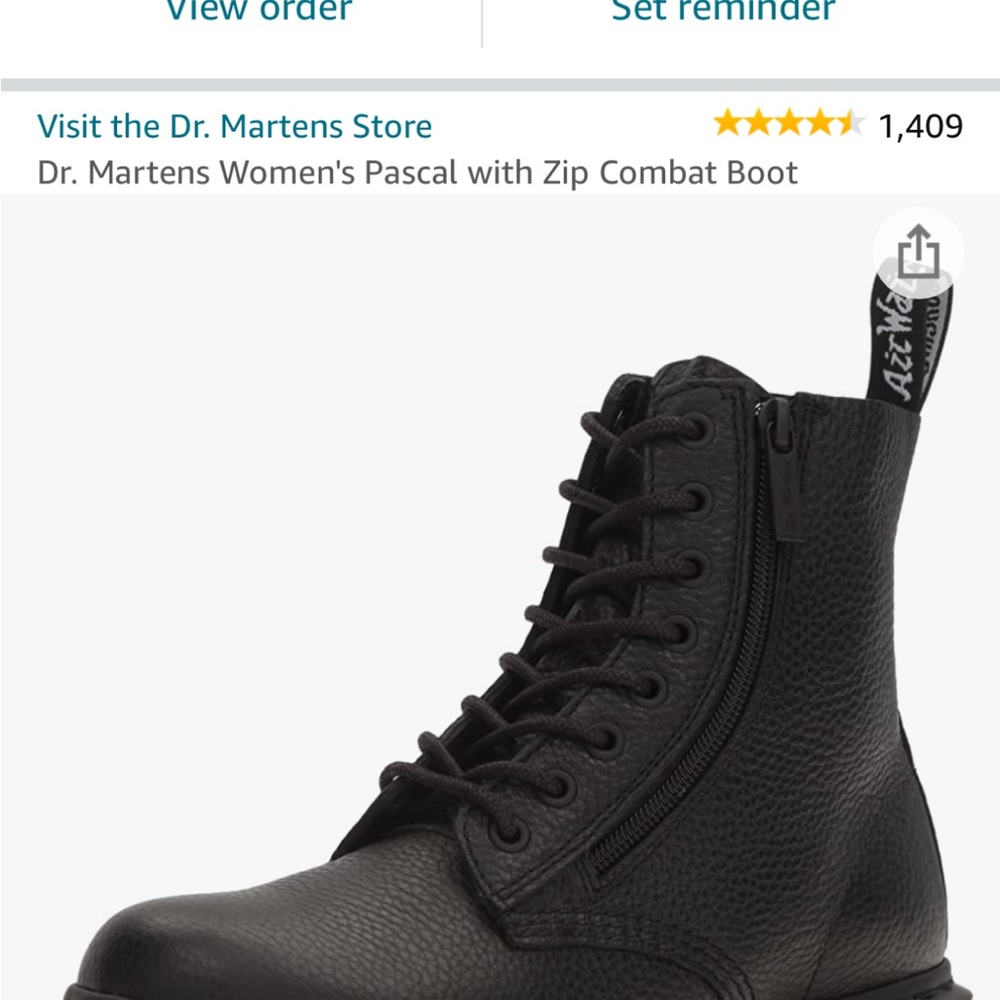 Dr. Martens Women’s Pascal with Zip combat boots black womens size 7